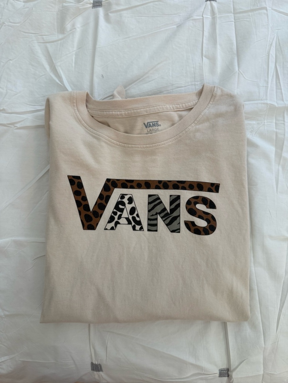 Vans Animal Print Logo Tee - Beige & Black